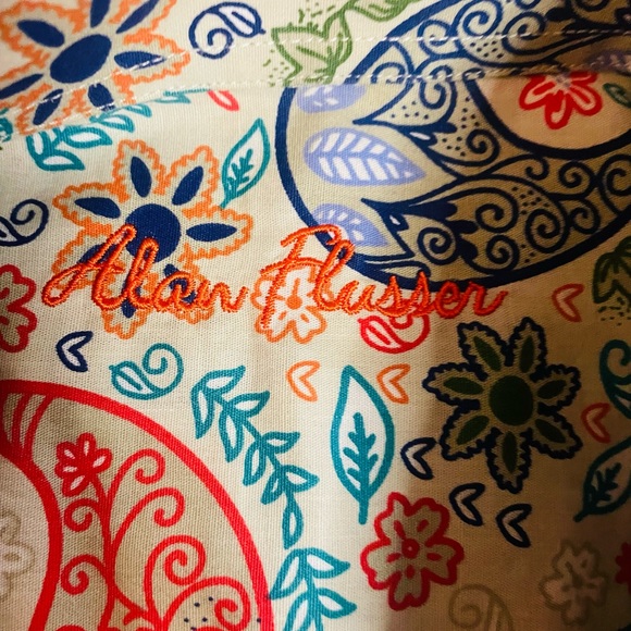 Mens Alan Flusser Longsleeve Bright Vivid Paisley Button Down Shirt Size Small - Picture 2 of 8